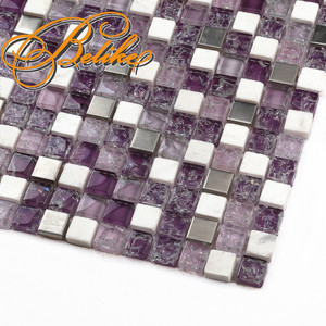 <span class=keywords><strong>Piastrelle</strong></span> in Mosaico di Vetro Stile Moderno Belike, Decorazione Murale Viola Affascinante, 300x300mm Quadrate per <span class=keywords><strong>Cucina</strong></span> e Bagno - Product Image 4