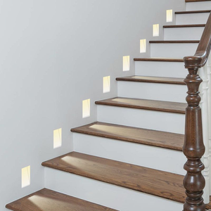 现代3W IP30室内发光二极管嵌入式阶梯灯运动传感器激活步行墙楼梯照明，矩形占地面积 - Product Image 5