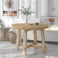 Table à manger extensible ronde 60 pouces en bois naturel, design moderne, 6 places, meubles de salle à manger