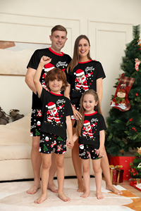 Neue Polyester Pullover Kurzarm Kurzhose Männer Frauen Kind Baby Home Wear Schneemann Gedruckte Familie Passende Weihnachts pyjamas - Product Image 5