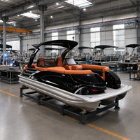 Bateau ponton de loisirs et de pêche en aluminium de 22 pieds à moteur hors-bord haute vitesse 200 CV, série sport, 12 places, 3 tubes, avec bimini, certifié CE