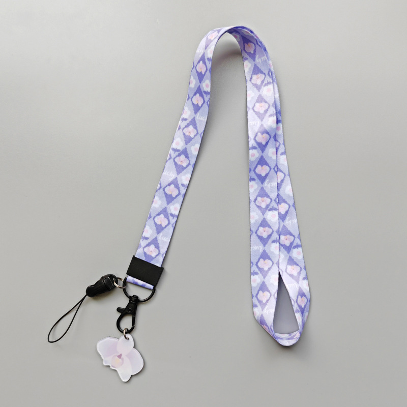 Phone Card Holder Anti-Lost Accessories Lanyards Fashion Fruit Lemon Avocado Flower Design Lanyards Portable Satin Lanyards Image 3