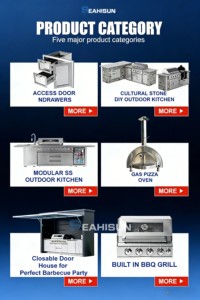 <span class=keywords><strong>Cuisine</strong></span> extérieure modulaire luxueuse en acier inoxydable 304 préfabriquée, résistante aux intempéries, avec barbecue intégré - Product Image 3