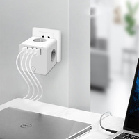 Adaptateur de voyage universel électrique le plus récent avec type-C, 3 prises USB, 16A, prise européenne compatible NFC, rallonge