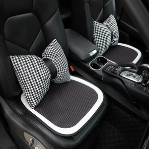Support lombaire et coussin cervical pour voiture, motif pied-de-poule, forme en U, rembourrage en coton PP, idéal pour une utilisation en voiture - Product Image 3