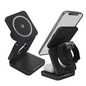 Estación de carga inalámbrica magnética plegable 3 en <span class=keywords><strong>1</strong></span> para teléfono móvil, soporte de cargador de escritorio de carga rápida, carga multifuncional - Product Image 1
