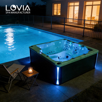 LOVIA Spa de Luxe Carré Extérieur à Hydrojets, Bain à Remous Économe en Énergie Balboa, Jacuzzi 5 Personnes