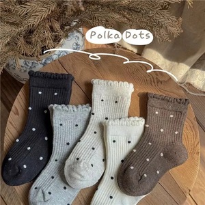 Girls' Polka Dot Mid-Calf Socks Breathable Korean Style Autumn Spring Fashionable Bubble Neck Medium Thickness - Product Image 1