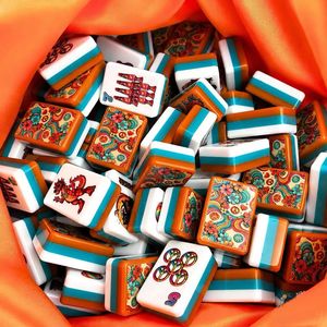 Juego de Mahjong Estilo Psicodélico Retro Americano, Fichas de Acrílico Transparente, Disponible en Stock - Product Image 1