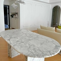Newstar Table à manger en marbre blanc Calacatta moderne Taille et matériau personnalisés Table à manger Meubles en pierre naturelle