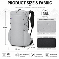 Sac de voyage à enroulement personnalisé 38L, léger et ergonomique, pour la randonnée et les sports de plein air