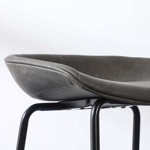 <span class=keywords><strong>Tabouret</strong></span> <span class=keywords><strong>de</strong></span> <span class=keywords><strong>bar</strong></span> <span class=keywords><strong>industriel</strong></span> durable avec siège en similicuir gris, structure en fer <span class=keywords><strong>noir</strong></span> et repose-pieds pour usage domestique ou professionnel - Product Image 6