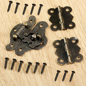 Jingmao Vintage Butterfly Hinge Latch Kit 40mm Antique Blue Floral Zinc Alloy Traditional Furniture Hinges Surface Mount - Product Image 2