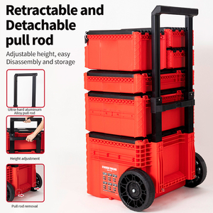6-layer Stackable Multi-functional <b>Tool</b> Box with Wheels Telescopic Handle Transport <b>Trolley</b> Board - Product Image 2