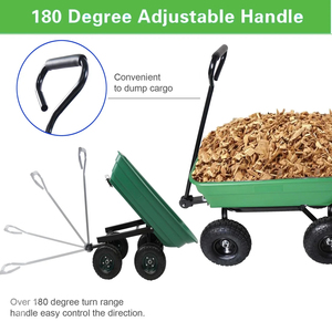 Load 200kg Metal <b>Wagon</b> Rotating Handle Heavy Duty Garden <b>Wagons</b> with Removable Steel Mesh Sides Flatbed Steel Garden <b>Cart</b> - Product Image 4