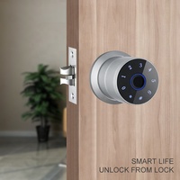 Kunci Pintar Digital Elektronik Sidik Jari NFC TUYA APP WIFI Berbahan Paduan Seng Bulat untuk Pintu Kayu