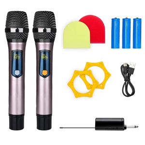 Microphones sans fil UHF doubles portables, portée 50m, faible latence, Plug and Play pour Karaoké, Fêtes à domicile, <span class=keywords><strong>Discours</strong></span>, Vente en gros - Product Image 1