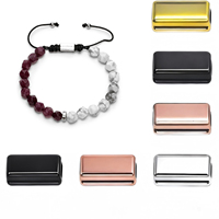 Breloques rectangulaires personnalisées en gros avec rainure, perles dorées sur mesure pour la fabrication de bracelets