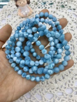 Véritable Haute qualité 6-7-8mm naturel Guérison Pierre bleu larimar perles bracelet pour Femmes Hommes