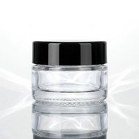 Pot en verre sodocalcique transparent à parois droites de 15 ml, 30 ml, 50 ml, 1 oz pour crème visage, baume, soin de la peau, tonique, imprimé en sérigraphie, estampé or