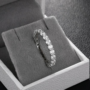 Dropshipping Luxury Wedding Jewelry Gift White Gold 925 Sterling Silver 1 Row VVS <strong>Moissanite</strong> Diamond Wedding Band <strong>Ring</strong> <strong>Men</strong> Women - Product Image 2