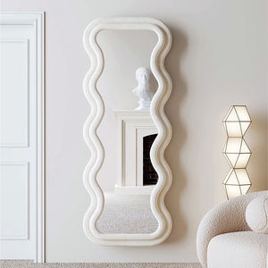 Espejo Ondulado Irregular, Espejo de Piso Arqueado, Espejo de Pared, para Estar de Pie o Apoyado <span class=keywords><strong>Contra</strong></span> la Pared, para Dormitorio, Marco de Madera Envuelto en Franela - Product Image 3