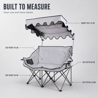 Chaise de camping pliante double avec auvent, logo personnalisé OEM ODM, en tissu Oxford 600D, portable pour la plage, le parc et l'extérieur – Fabricant et usine