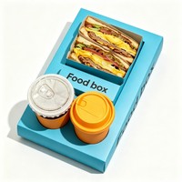 Boîte à lunch personnalisée avec logo, boîte à sandwich, boîte à emporter avec séparateur pour tasse à café, emballage jetable en carton pour collations et restauration rapide