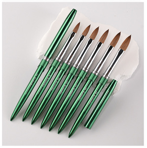 Pinceaux à ongles professionnels de haute qualité avec logo personnalisé, manche en métal vert, 100% pur Kolinsky, <span class=keywords><strong>poudre</strong></span> acrylique pour nail art - Product Image 6