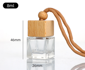 Moderno Deodorante per Auto Colorato, Bottiglia Quadrata in Vetro per Profumo e Oli Essenziali, Dispenser da Viaggio con Coperchio in Legno e Cordino per Appendere - Product Image 6