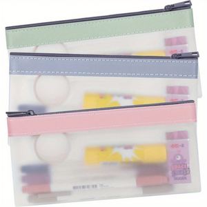 Étui à crayons en TPU translucide givré - Pochette à stylos étanche avec fermeture éclair pour l'école et le bureau, organiseur de stylos fin pour offrir en cadeau - Product Image 1