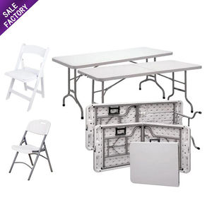 Mesa de Banquete Plegable Rectangular de Plástico Blanco de Tamaño Personalizable, Mesas Plegables Económicas para Bodas y Fiestas - Product Image 2