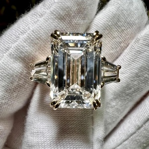 <span class=keywords><strong>Bague</strong></span> de luxe pour <span class=keywords><strong>femme</strong></span> en or véritable 18 carats 10ct avec diamant de laboratoire taille émeraude, grande <span class=keywords><strong>bague</strong></span> en diamant pour mariage et fiançailles - Product Image 5
