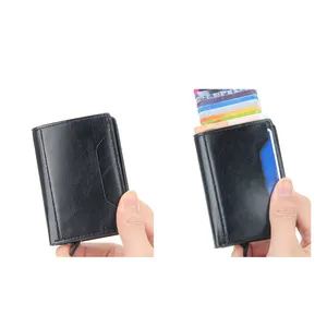 Rfid — portefeuille pour hommes, porte-cartes automatique, en aluminium, protection des blocs Rfid, 1 pièce, nouvelle mode