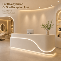 Comptoir de petit bureau de réception Led personnalisé de qualité supérieure Bureau de réception en bois massif Beige crème Salon de coiffure