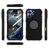 SHELLBOX Glitter Black 360 Coque de téléphone étanche à 100% avec charge sans fil, certifiée IP68, en TPU+PC, finition mate sportive, toucher peau