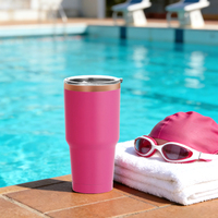 Mug de camping en acier inoxydable à double paroi de 30 oz, plaqué or arc-en-ciel, gravé au laser, tasse à café de voyage