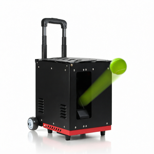 Machine à lancer des balles de tennis portable en aluminium avec télécommande, vitesse réglable, angle de lancement, capacité de 80+ balles pour l'entraînement en extérieur - Product Image 1