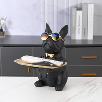 Ornement en résine de bouledogue français style anime, boîte de rangement de bureau faite à la main, design religieux de fée pyramide, bijoux, décoration intérieure, musique