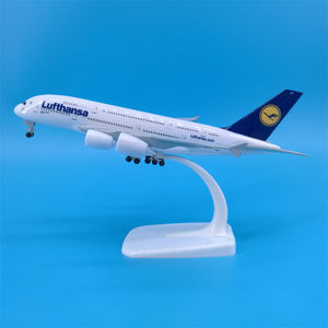 Modelo a Escala 1/400 de Aleación de Zinc de 18 cm del Avión Airbus A380 de <span class=keywords><strong>Lufthansa</strong></span> con Tren de Aterrizaje y Soporte de Exhibición - Product Image 1