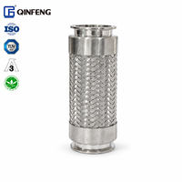 QINFENG Raccord rapide pour tuyau ondulé en acier inoxydable 304, avec bride et collier métallique tressé, longueur personnalisable