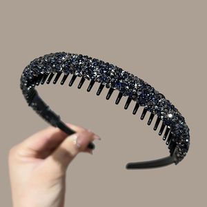 Diadema de terciopelo con diamantes de imitación y diseño de dientes, de alta calidad, antideslizante, para lavado facial, con gemas brillantes, diademas avanzadas - Product Image 3