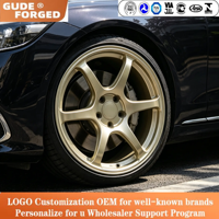 Jantes de voiture GUDE6 à 6 rayons, 17 pouces, 5 trous, PCD 5*114.3, en alliage forgé et poli, style JDM pour Toyota C-HR, Hyundai, Renault