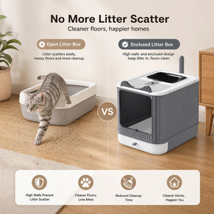 Poland Stock Foldable <b>Cat</b> <b>Litter</b> Box with Drawer Large Enclosed Pet Toilet Top Entry EU Dropshipping - Product Image 2