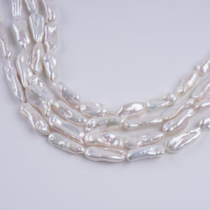 Collar de Perlas Blancas de Agua Dulce Naturales de 9-10 mm, Casi Redondas, con Luz Intensa, Material de Cadena para Suéter, Perla Semiterminada - Product Image 4