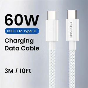 Cable ESEEKGO G-311C de 3 Metros, Tipo-C a Tipo-C, Trenzado de Nailon, Carga Rápida de 6A para Teléfonos Móviles Android/iOS, Cámara, Cobre Puro - Product Image 5
