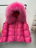 2026 Neue Winter Mittellange Kapuzen-Gänsedaunenjacke für Damen mit Echtem Pelzbesatz Dicke Isolierte Casual Pufferjacke