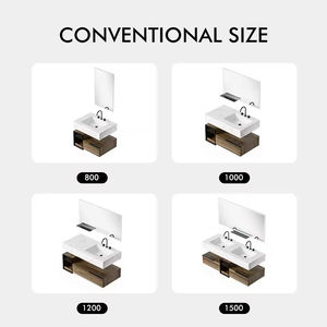 Kabinet mebel kamar mandi kayu polos cokelat grosir kustom bak cuci ganda mewah meja rias kamar mandi - Product Image 4