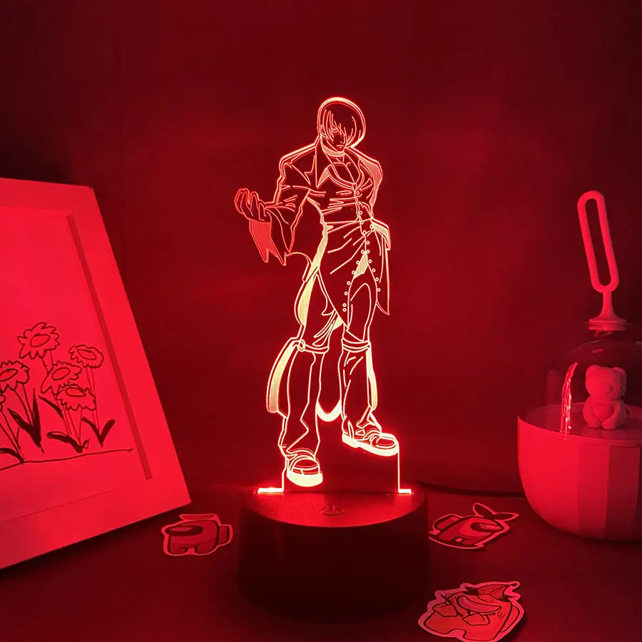 Oyun savaşçıların kralı Iori Yagami 3D LED Neon gece işıkları doğum günü hediyeleri arkadaşlar için çocuk yatak odası dekoru sıcak satmak lav lambası