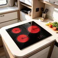 Kompor Keramik Terintegrasi 3 Tungku 5500W Infrared Hob Kontrol Sentuh Timer 99 Menit Pengaman Anak Langsung dari Pabrik